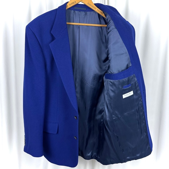Vintage 1990's ‘BOSS by Hugo Boss' Wool Cashmere Peacoat in Cobalt Blue • Medium - Picture 6 of 11